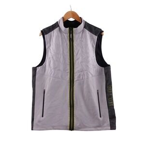 PXG Mens L Go Low Golf NJ Mix Media Vest Lightweight Full Zip Gray Yellow NWT